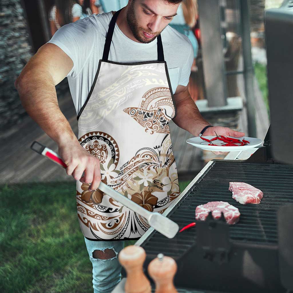 Polynesian Manta Ray Apron Beige Floral Turtle Tattoo - Polynesian Pride