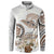 Polynesian Manta Ray Button Sweatshirt Beige Floral Turtle Tattoo - Polynesian Pride