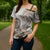 Polynesian Manta Ray Cross Shoulder Shirt Beige Floral Turtle Tattoo - Polynesian Pride