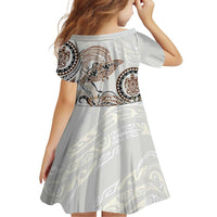 Polynesian Manta Ray Family Matching Puletasi and Hawaiian Shirt Beige Floral Turtle Tattoo LT9 - Polynesian Pride