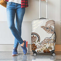 Polynesian Manta Ray Luggage Cover Beige Floral Turtle Tattoo - Polynesian Pride