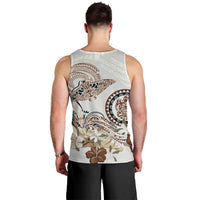 Polynesian Manta Ray Men Tank Top Beige Floral Turtle Tattoo LT9 - Polynesian Pride