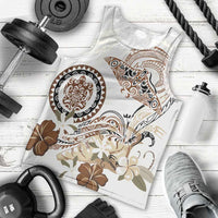 Polynesian Manta Ray Men Tank Top Beige Floral Turtle Tattoo LT9 - Polynesian Pride