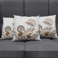 Polynesian Manta Ray Pillow Cover Beige Floral Turtle Tattoo LT9 - Polynesian Pride