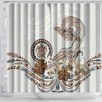 Polynesian Manta Ray Shower Curtain Beige Floral Turtle Tattoo LT9 - Polynesian Pride