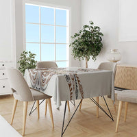 Polynesian Manta Ray Tablecloth Beige Floral Turtle Tattoo - Polynesian Pride