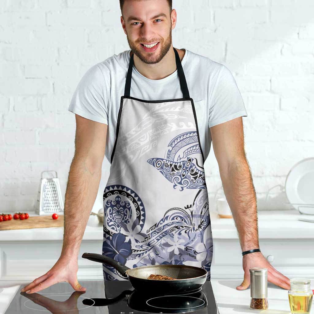 Polynesian Manta Ray Apron Blue Floral Turtle Tattoo - Polynesian Pride