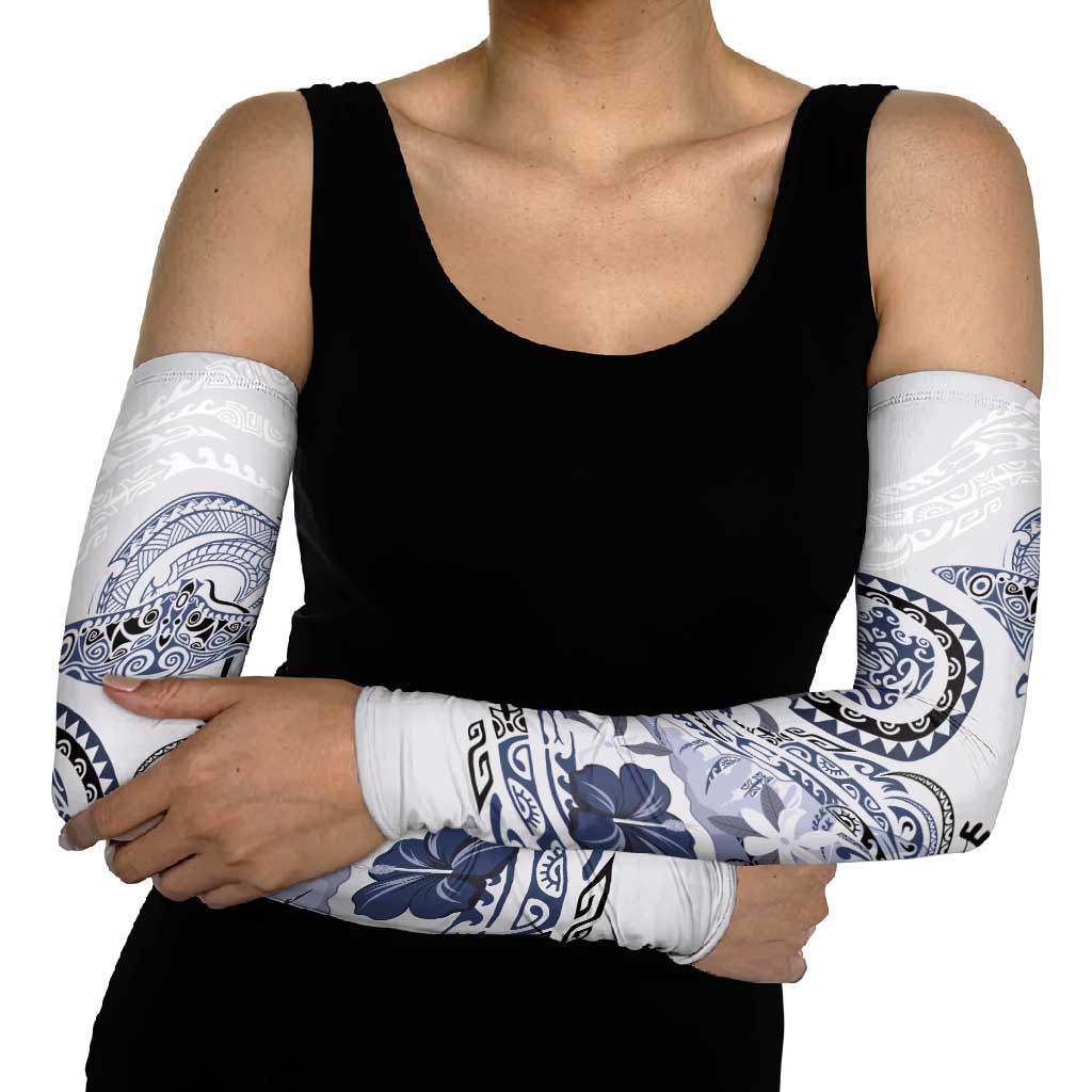 Polynesian Manta Ray Arm Sleeves Blue Floral Turtle Tattoo - Polynesian Pride