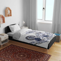 Polynesian Manta Ray Bedding Set Blue Floral Turtle Tattoo - Polynesian Pride