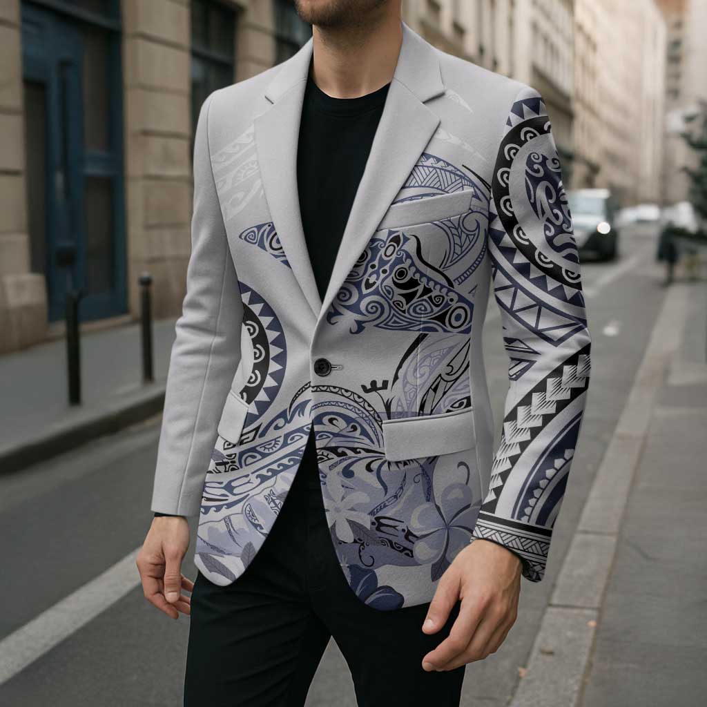Polynesian Manta Ray Blazer Blue Floral Turtle Tattoo - Polynesian Pride