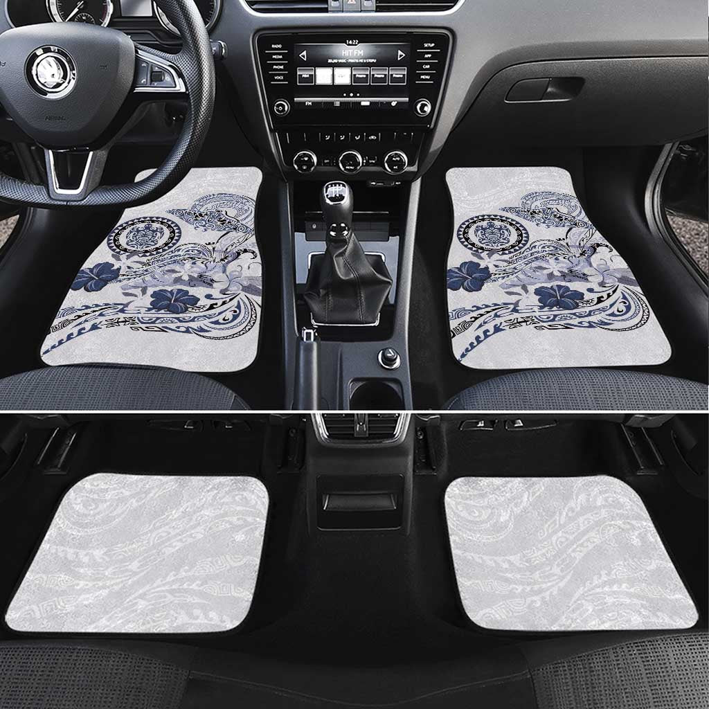 Polynesian Manta Ray Car Mats Blue Floral Turtle Tattoo - Polynesian Pride