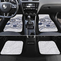 Polynesian Manta Ray Car Mats Blue Floral Turtle Tattoo - Polynesian Pride