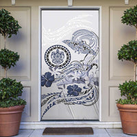 Polynesian Manta Ray Door Cover Blue Floral Turtle Tattoo LT9 Blue - Polynesian Pride
