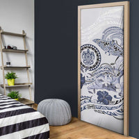Polynesian Manta Ray Door Cover Blue Floral Turtle Tattoo LT9 - Polynesian Pride
