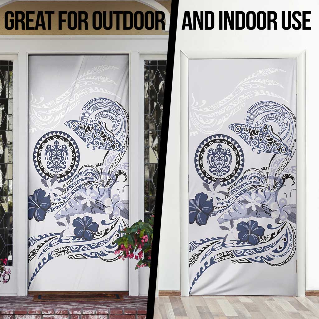 Polynesian Manta Ray Door Cover Blue Floral Turtle Tattoo LT9 - Polynesian Pride