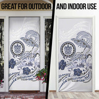 Polynesian Manta Ray Door Cover Blue Floral Turtle Tattoo LT9 - Polynesian Pride
