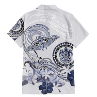 Polynesian Manta Ray Family Matching Mermaid Dress and Hawaiian Shirt Blue Floral Turtle Tattoo LT9 - Polynesian Pride