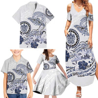 Polynesian Manta Ray Family Matching Summer Maxi Dress and Hawaiian Shirt Blue Floral Turtle Tattoo LT9 - Polynesian Pride