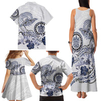 Polynesian Manta Ray Family Matching Tank Maxi Dress and Hawaiian Shirt Blue Floral Turtle Tattoo LT9 - Polynesian Pride