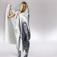 Polynesian Manta Ray Hooded Blanket Blue Floral Turtle Tattoo - Polynesian Pride