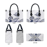 Polynesian Manta Ray Leather Bag Blue Floral Turtle Tattoo - Polynesian Pride