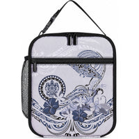 Polynesian Manta Ray Lunch Bag Blue Floral Turtle Tattoo LT9 10.2 × 8.3 × 4.3 inch Blue - Polynesian Pride