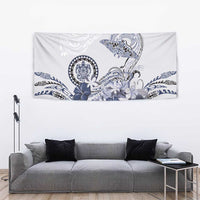 Polynesian Manta Ray Tapestry Blue Floral Turtle Tattoo - Polynesian Pride