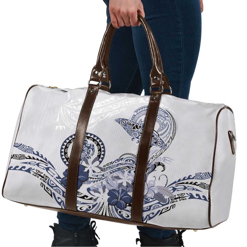 Polynesian Manta Ray Travel Bag Blue Floral Turtle Tattoo LT9 - Polynesian Pride