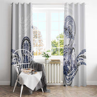 Polynesian Manta Ray Window Curtain Blue Floral Turtle Tattoo - Polynesian Pride