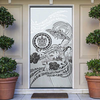 Polynesian Manta Ray Door Cover Gray Floral Turtle Tattoo LT9 Gray - Polynesian Pride
