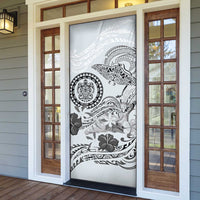 Polynesian Manta Ray Door Cover Gray Floral Turtle Tattoo LT9 - Polynesian Pride