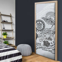 Polynesian Manta Ray Door Cover Gray Floral Turtle Tattoo LT9 - Polynesian Pride