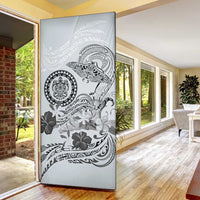 Polynesian Manta Ray Door Cover Gray Floral Turtle Tattoo LT9 - Polynesian Pride
