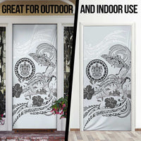 Polynesian Manta Ray Door Cover Gray Floral Turtle Tattoo LT9 - Polynesian Pride