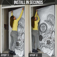 Polynesian Manta Ray Door Cover Gray Floral Turtle Tattoo LT9 - Polynesian Pride
