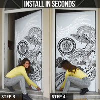 Polynesian Manta Ray Door Cover Gray Floral Turtle Tattoo LT9 - Polynesian Pride
