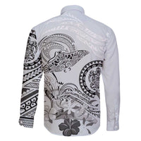 Polynesian Manta Ray Family Matching Short Sleeve Bodycon Dress and Hawaiian Shirt Gray Floral Turtle Tattoo LT9 - Polynesian Pride
