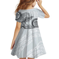 Polynesian Manta Ray Family Matching Summer Maxi Dress and Hawaiian Shirt Gray Floral Turtle Tattoo LT9 - Polynesian Pride