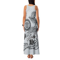 Polynesian Manta Ray Family Matching Tank Maxi Dress and Hawaiian Shirt Gray Floral Turtle Tattoo LT9 - Polynesian Pride