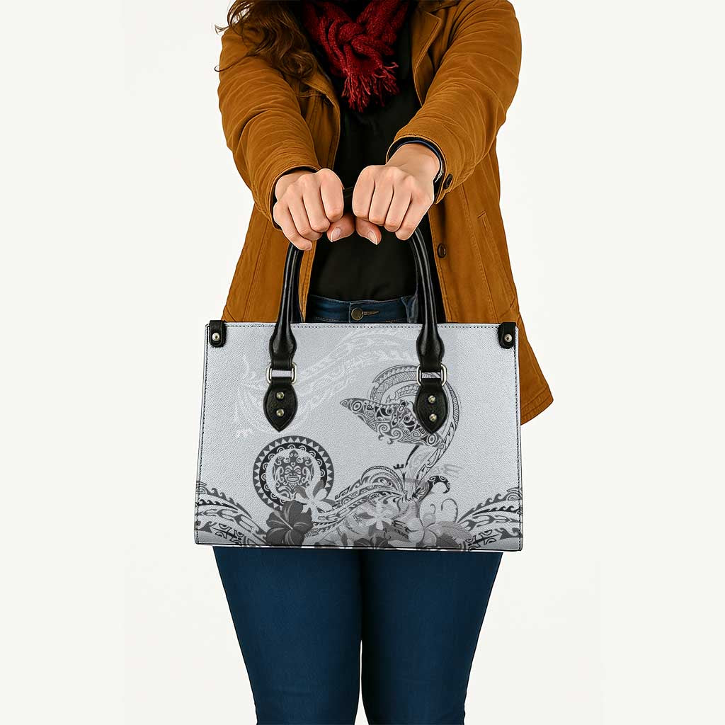 Polynesian Manta Ray Leather Bag Gray Floral Turtle Tattoo - Polynesian Pride