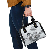 Polynesian Manta Ray Shoulder Handbag Gray Floral Turtle Tattoo - Polynesian Pride
