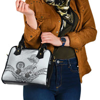 Polynesian Manta Ray Shoulder Handbag Gray Floral Turtle Tattoo - Polynesian Pride