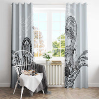 Polynesian Manta Ray Window Curtain Gray Floral Turtle Tattoo - Polynesian Pride