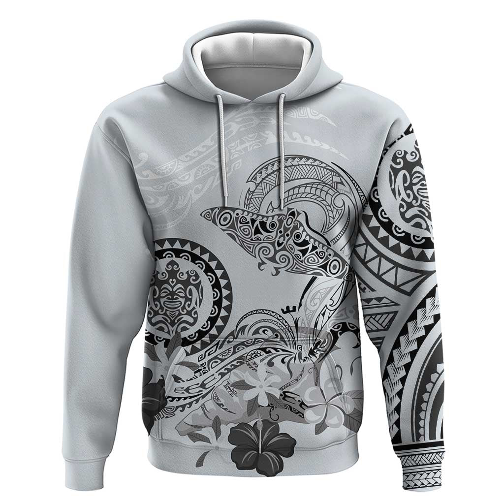 Polynesian Manta Ray Zip Hoodie Gray Floral Turtle Tattoo LT9 Pullover Hoodie Gray - Polynesian Pride