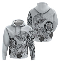 Polynesian Manta Ray Zip Hoodie Gray Floral Turtle Tattoo LT9 - Polynesian Pride