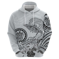 Polynesian Manta Ray Zip Hoodie Gray Floral Turtle Tattoo LT9 - Polynesian Pride