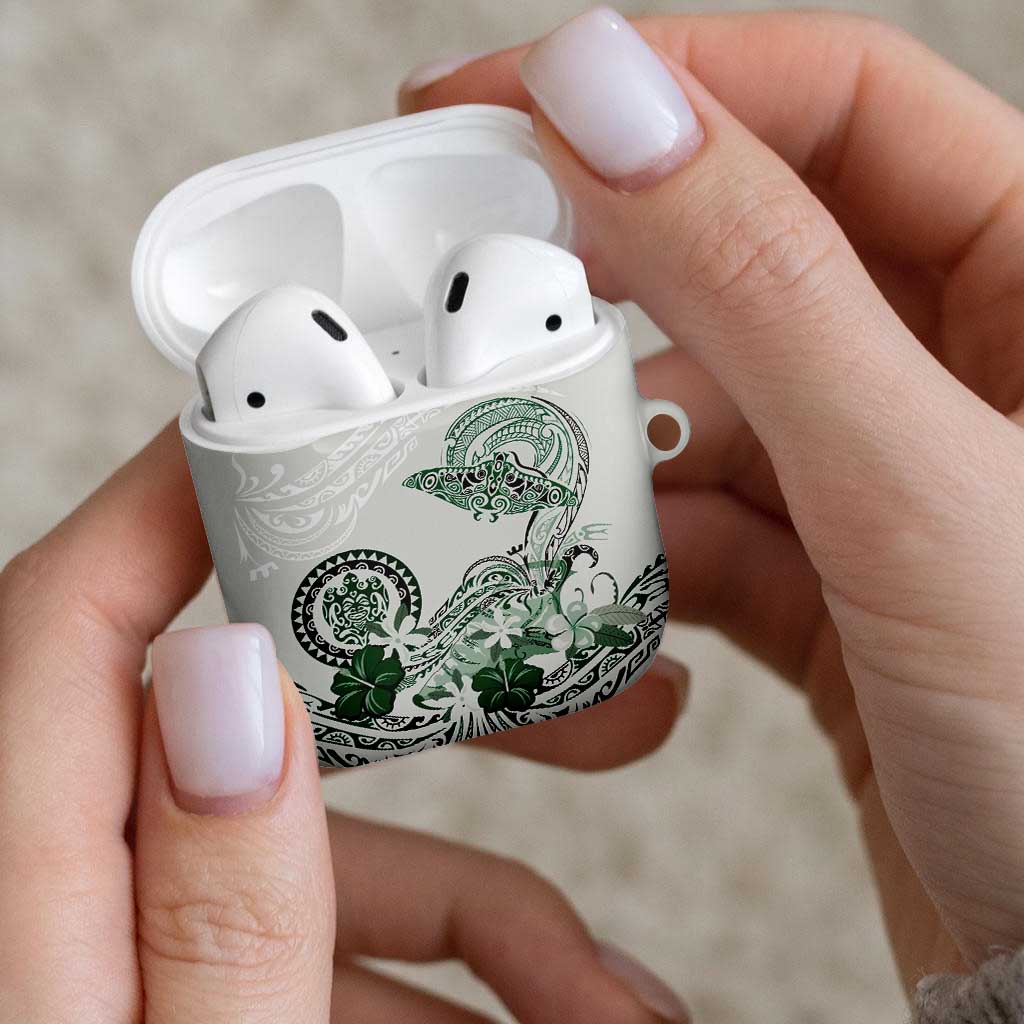 Polynesian Manta Ray AirPods Case Green Floral Turtle Tattoo LT9 - Polynesian Pride