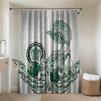 Polynesian Manta Ray Bathroom Set Green Floral Turtle Tattoo - Polynesian Pride