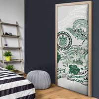 Polynesian Manta Ray Door Cover Green Floral Turtle Tattoo - Polynesian Pride