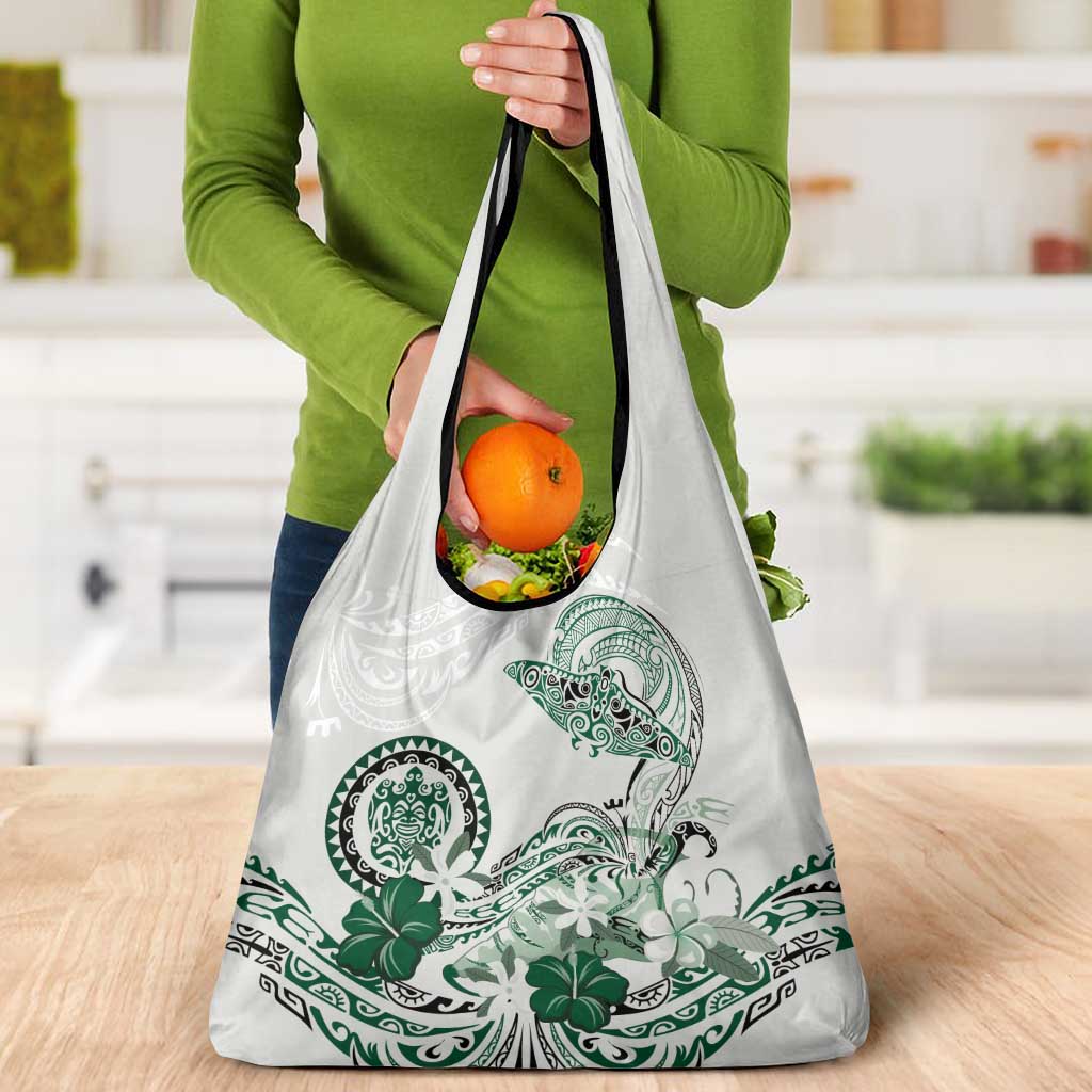 Polynesian Manta Ray Grocery Bag Green Floral Turtle Tattoo LT9 - Polynesian Pride